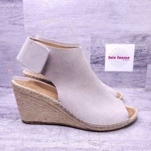 Walin & Wolff Suede Peep Toe Espadrille Wedge Sandal Gray sz 38 Women's sz 7.5